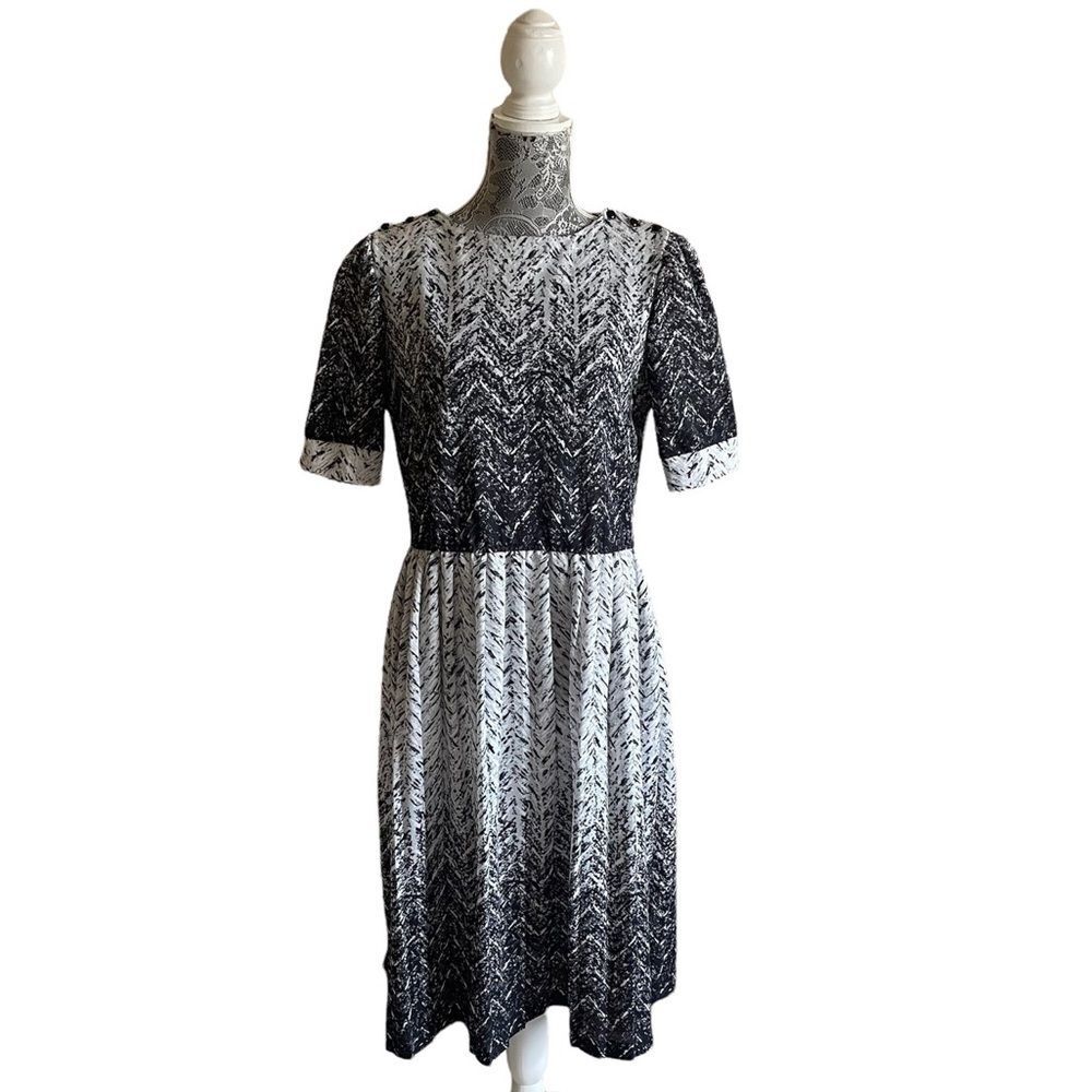 VINTAGE Fredric’s Optical Gradient Black & White Dress